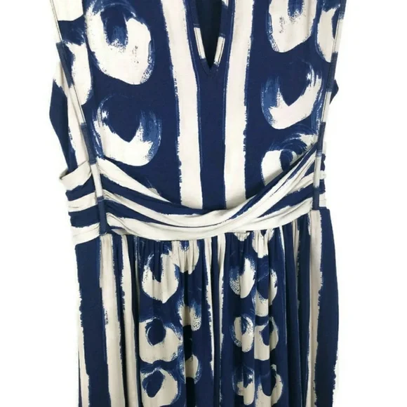 Anthropologie Sennebec Dress by Maeve Navy White Size Medium. - Picture 7 of 8